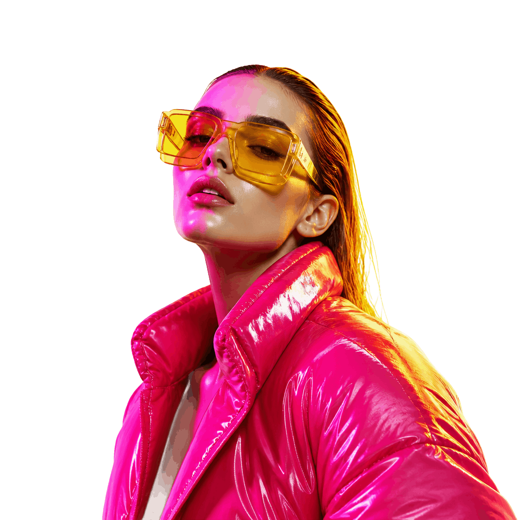 Creator Nosey de jaqueta rosa e óculos amarelos